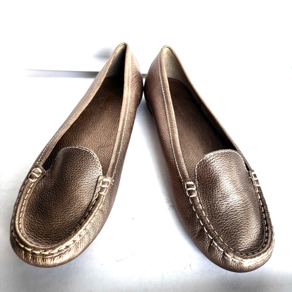 Talbots Leather Loafers Metallic Brown Flats Size 9.5 B